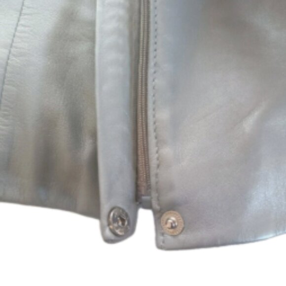 Vintage Cache' Soft Genuine Leather Zipped Front Vest Braided Trim Size 4 Grey - Picture 17 of 17